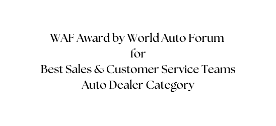 WAF Award by World Auto Forum for Best Sales Customer Service Teams Auto Dealer Category